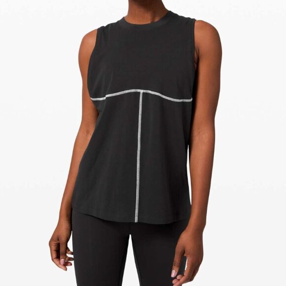 Lululemon LA All Yours Muscle Tank black white stripe all yours tank top 2 - Picture 1 of 7